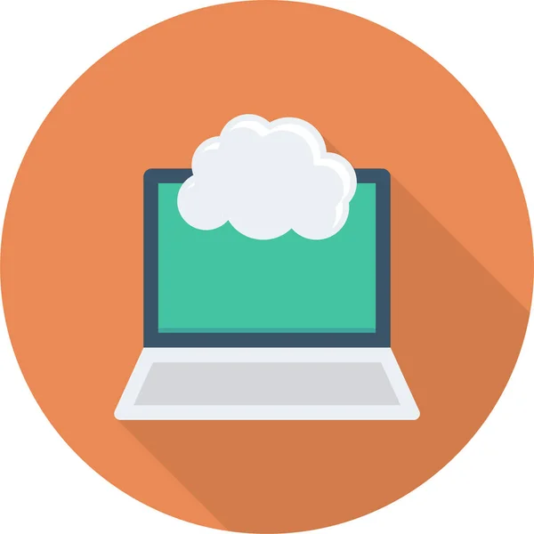 Icône Ordinateur Portable Cloud Computing Dans Style Ombre Longue — Image vectorielle
