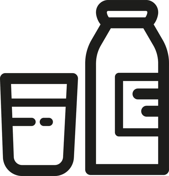 Icono Botella Bebida Leche Estilo Esquema — Archivo Imágenes Vectoriales