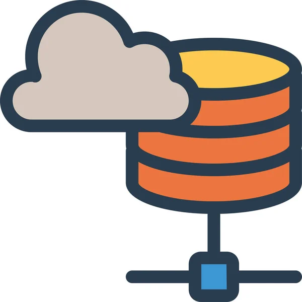 Cloud Database Mainframe Icon Estilo Esquema Rellenado — Vector de stock