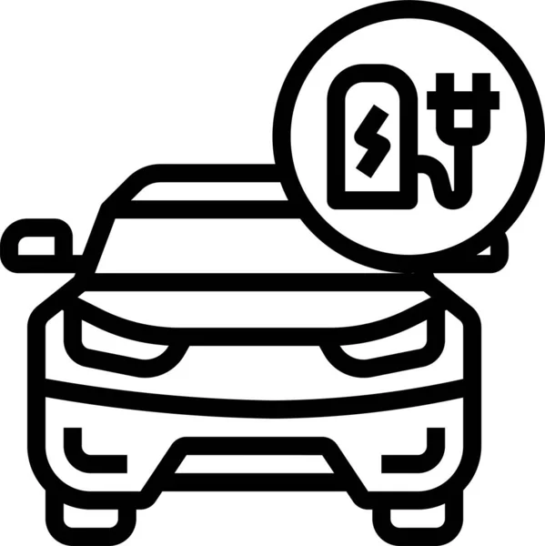 充电汽车图标的轮廓风格 — 图库矢量图片