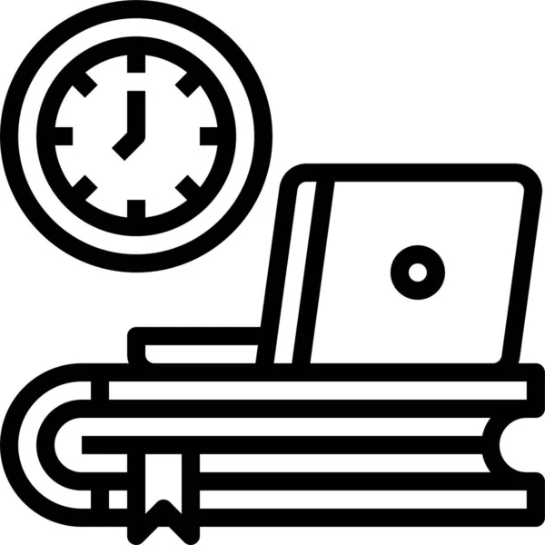 Laptop Time Working Icon — Stock Vector