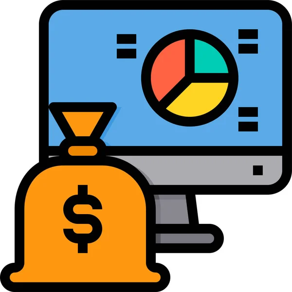 Bag Banking Computer Pictogram Gevulde Outline Stijl — Stockvector