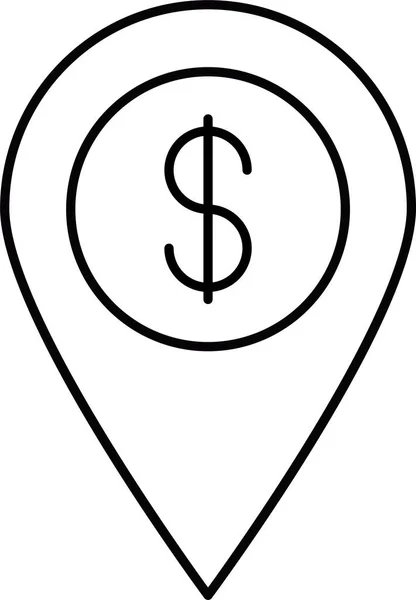 Dollar Location Map Icon — Stock Vector