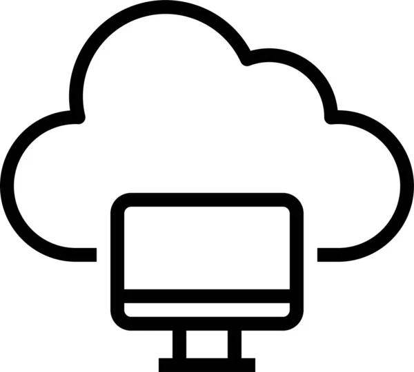 Ícone Computador Comunicação Nuvem Estilo Esboço — Vetor de Stock