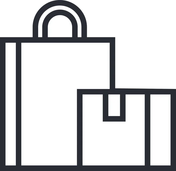 Väska Shopping Box Ikon Kontur Stil — Stock vektor