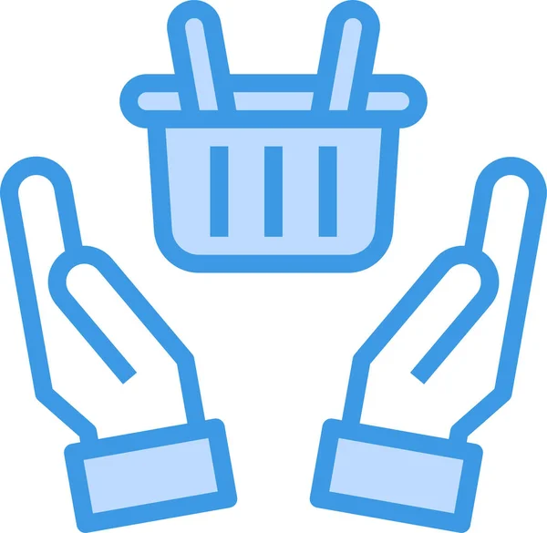 Warenkorb Hand Online Symbol Shopping Commerce Kategorie — Stockvektor