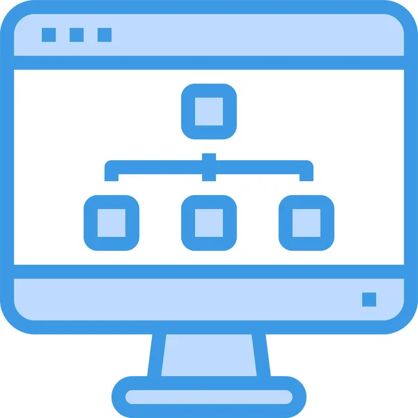 Browser Computing Flussdiagramm Symbol Stil Ausgefüllter Umrisse — Stockvektor