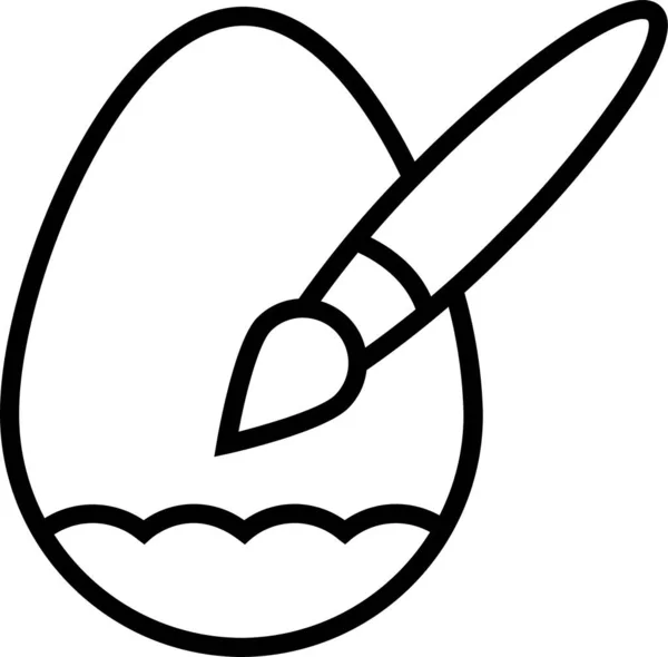 笔刷彩蛋装饰图标 轮廓风格 — 图库矢量图片