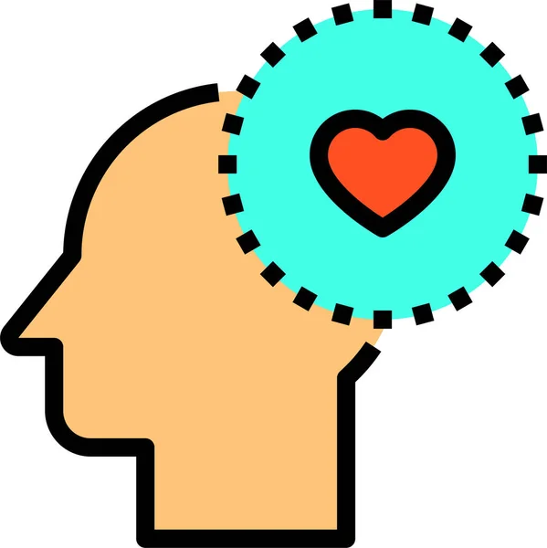 Gehirn Kopf Herz Symbol Ausgefülltem Outline Stil — Stockvektor