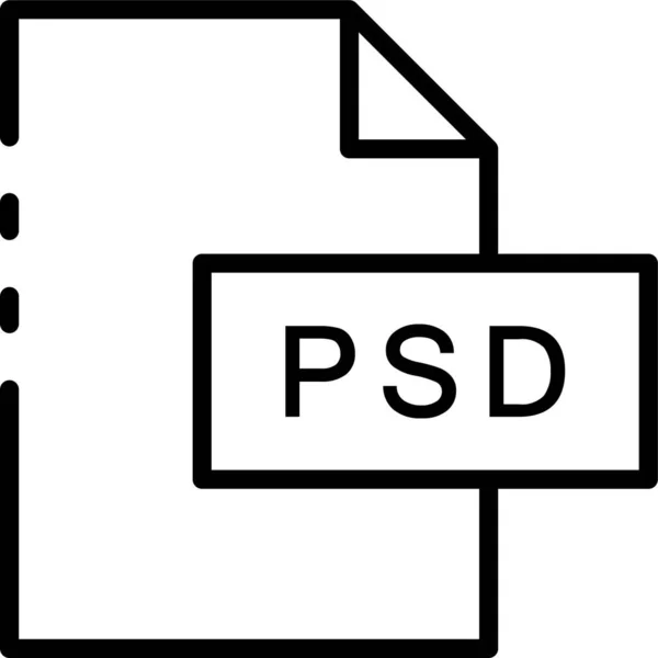Psd Extension Format Symbol Umrissstil — Stockvektor