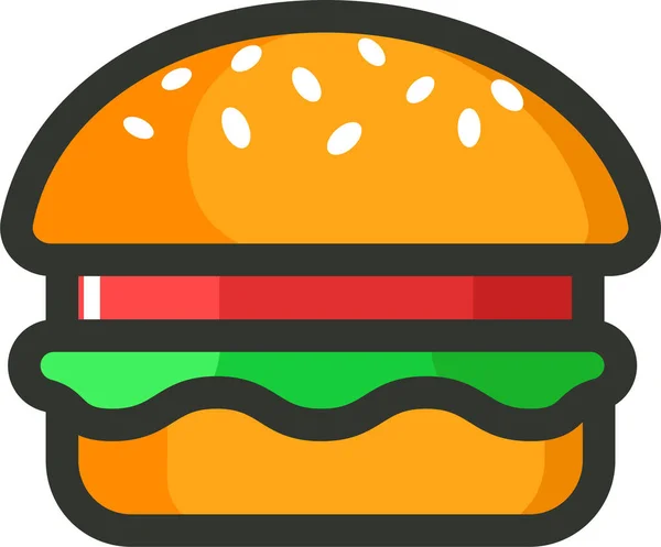 Burger Alimentaire Icône Énergie Dans Style Contour Rempli — Image vectorielle