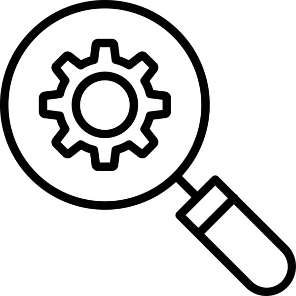 Lupengetriebe Setup Symbol Umrissstil — Stockvektor