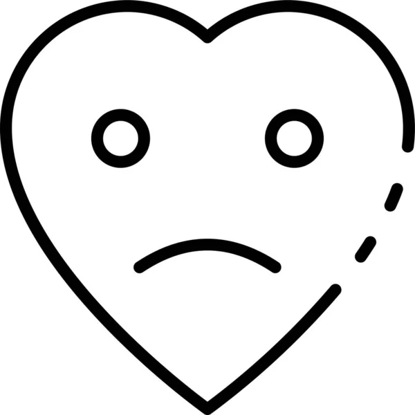 Emoji Corazón Triste Icono Estilo Del Esquema — Archivo Imágenes Vectoriales