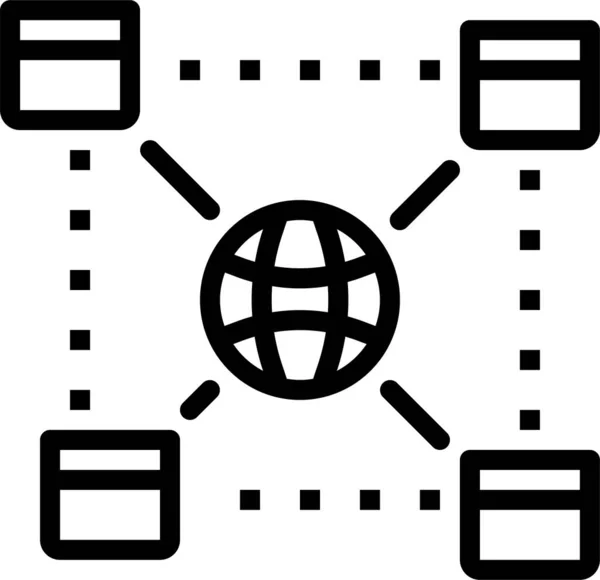 Domain Internet Net Εικονίδιο Στυλ Περίγραμμα — Διανυσματικό Αρχείο