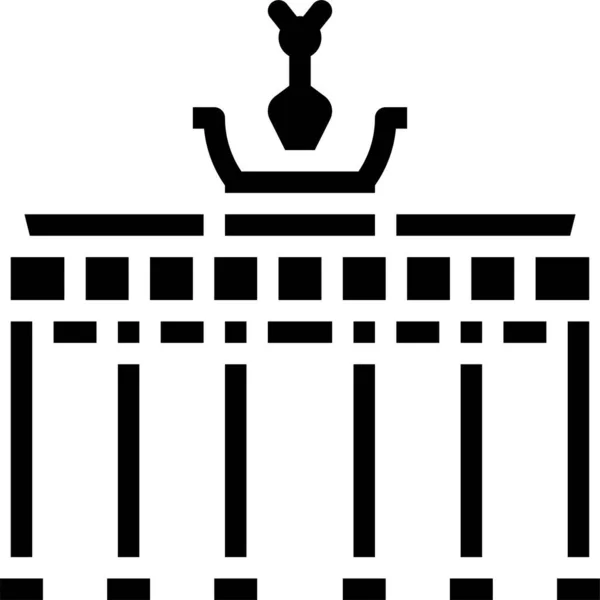 Berlin Brandenburg Ikona Bramy Stylu Solid — Wektor stockowy