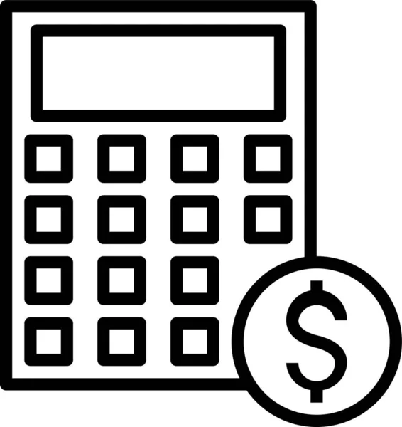 Calculadora Cálculo Icono Cálculo Estilo Esquema — Archivo Imágenes Vectoriales