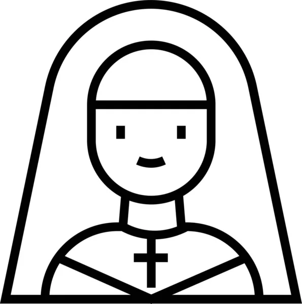 Mujer Avatar Cristiano Icono Estilo Del Esquema — Vector de stock