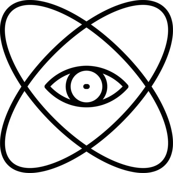 原子核电子图标的轮廓风格 — 图库矢量图片