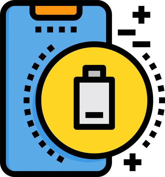 Batterie Icône Mobile Faible Dans Style Contour Rempli — Image vectorielle
