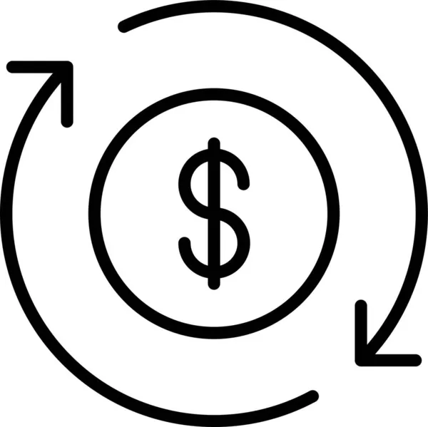 Dólar Retorno Icono Circular — Vector de stock