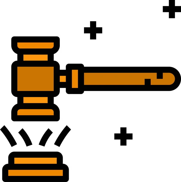 Hammer Judge Justice Icon Filled Outline Style — Stock Vector