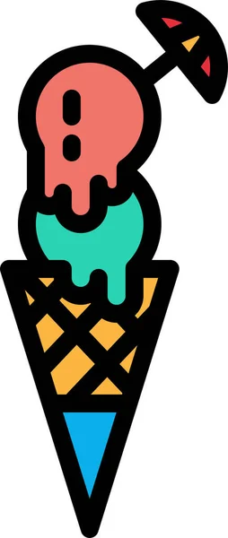 Icône Glace Dessert Crème Dans Style Contour Rempli — Image vectorielle