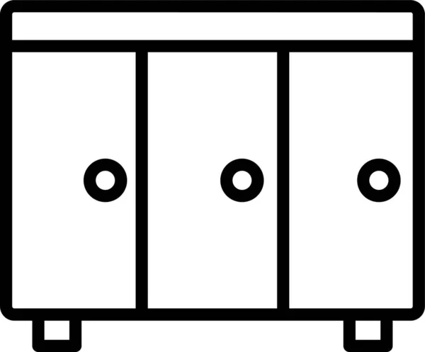 Skåp Låda Möbler Ikon Kontur Stil — Stock vektor
