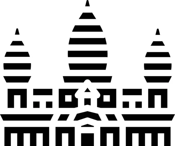 Angkor Architekr Kambodža Ikona Pevném Stylu — Stockový vektor