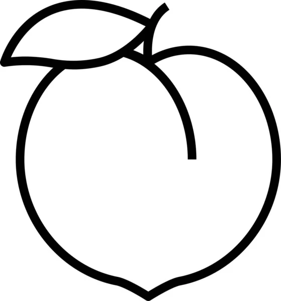 Pfirsichfrucht Gesundes Symbol Umriss Stil — Stockvektor