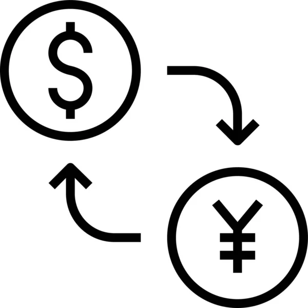 Dollaro Yen Icona Della Valuta Stile Contorno — Vettoriale Stock