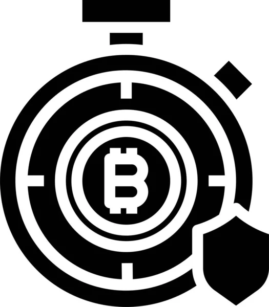 Ícone Dinheiro Criptomoeda Bitcoin Estilo Sólido —  Vetores de Stock