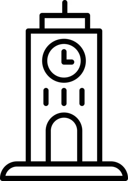 Uhr Turmbau Ikone Umriss Stil — Stockvektor