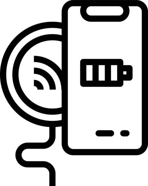 Bluetoot Opladen Smartphone Pictogram Omtrek Stijl — Stockvector