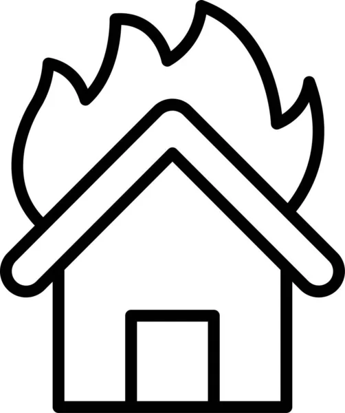 Hogar Fuego Llama Icono Estilo Del Esquema — Vector de stock