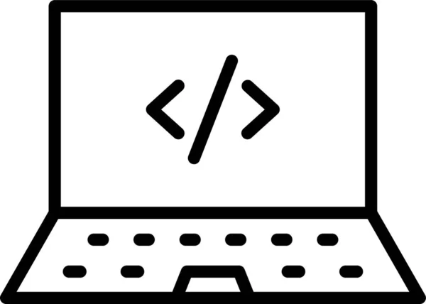 Иконка Технологии Экрана Ноутбука Стиле Контура — стоковый вектор