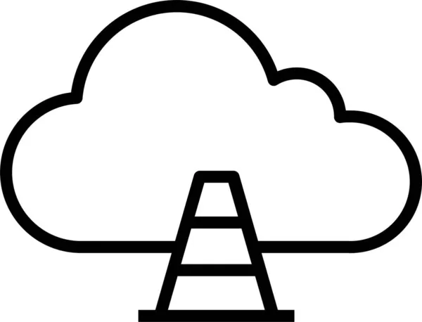 Ikona Stożka Chmurze Stylu Zarysu — Wektor stockowy