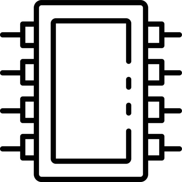Chip Icono Del Procesador Microchip Estilo Esquema — Archivo Imágenes Vectoriales