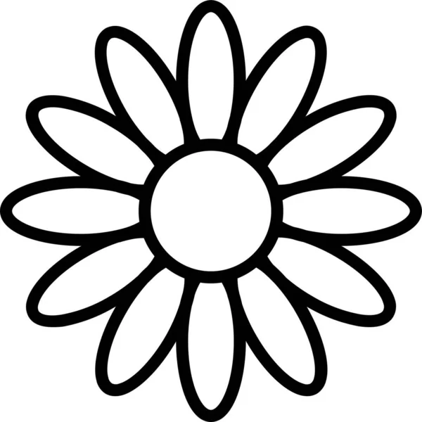 向日葵植物花瓣图标的轮廓风格 — 图库矢量图片