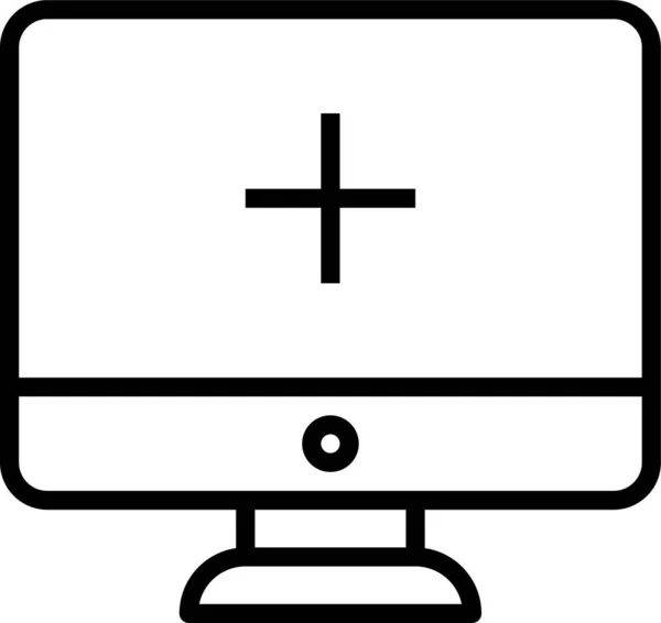 Desktop Monitor Screen Icon Outline Style — Stock Vector