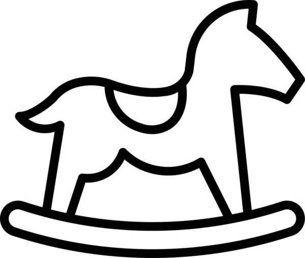 Balanceo Icono Madera Caballo Estilo Contorno — Vector de stock