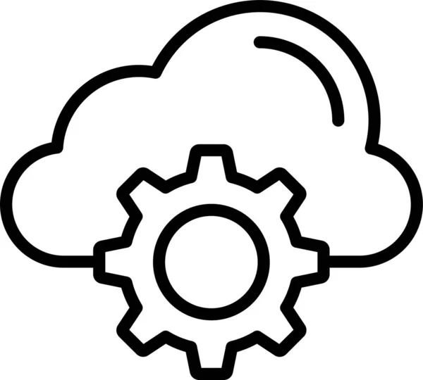 Nube Cogwheel Icono Datos Estilo Esquema — Archivo Imágenes Vectoriales