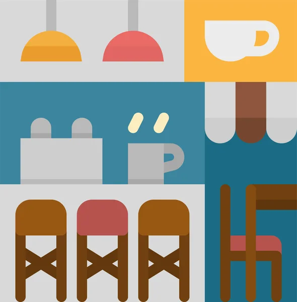 Bar Chair Coffee Icon Flat Style — Stockvektor