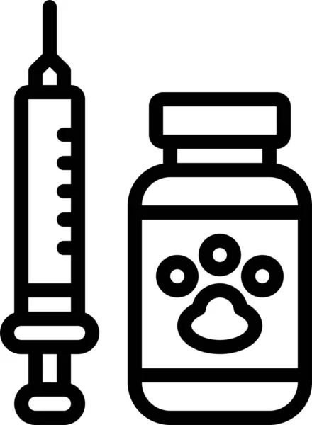 Strzykawki Medyczne Ikona Szczepionki Dla Zwierząt Domowych Kategorii Weterynaryjnej — Wektor stockowy