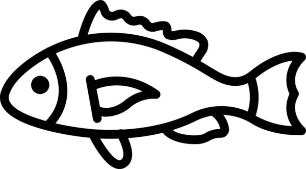 Fisch Sealife Meeresfrüchte Ikone Umrissstil — Stockvektor