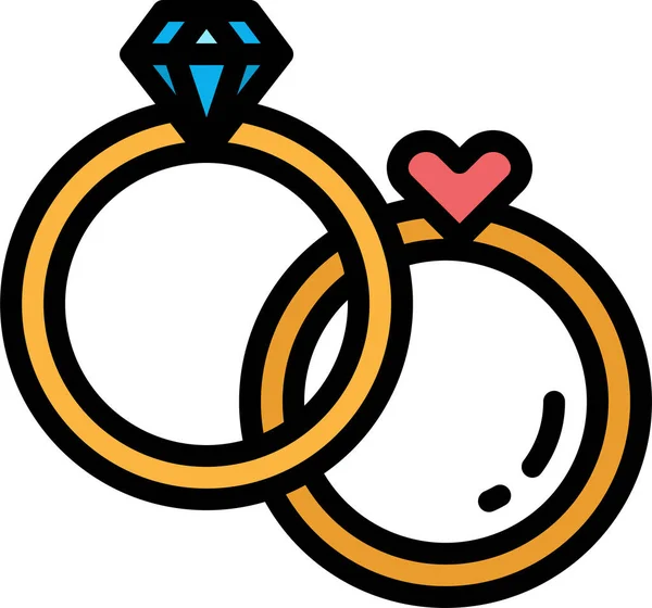 Engagement Love Ring Icon Filled Outline Style — стоковый вектор