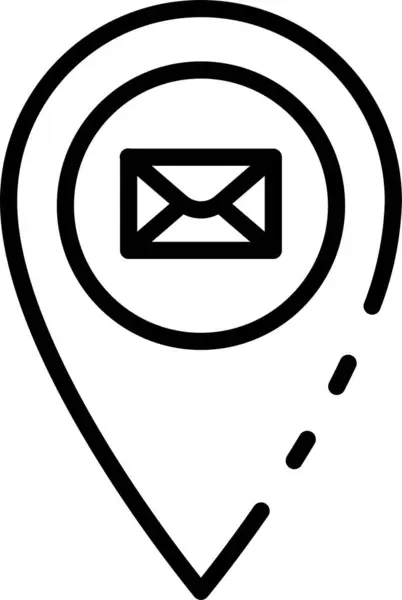 Dirección Correo Pin Icono Estilo Esquema — Archivo Imágenes Vectoriales