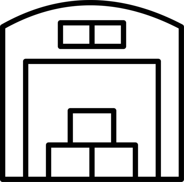 Иконка Здания Склада Стиле Наброска — стоковый вектор