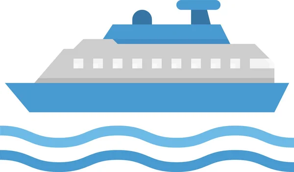 Hajó Cirkáló Komp Ikon Lapos Stílusban — Stock Vector