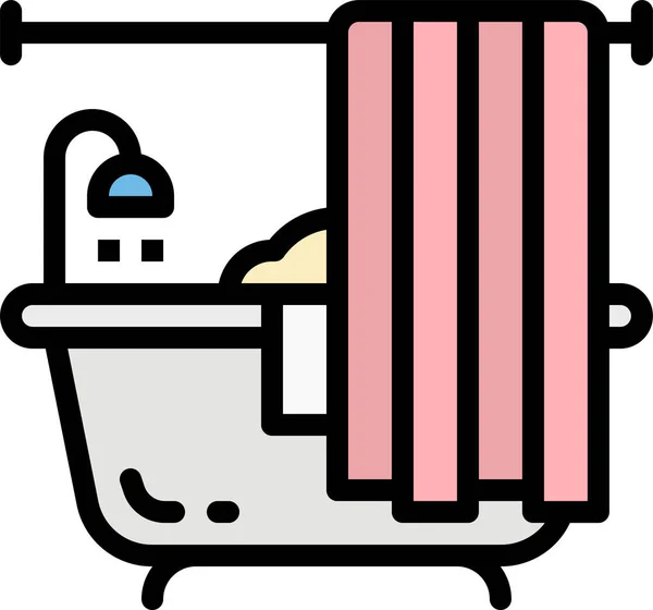 浴室浴缸图标填充轮廓风格 — 图库矢量图片