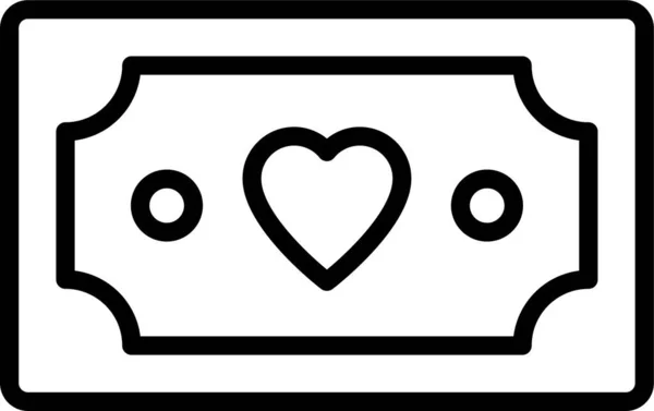 Δολάριο Εικονίδιο Σημείωμα Καρδιάς Στυλ Περίγραμμα — Διανυσματικό Αρχείο